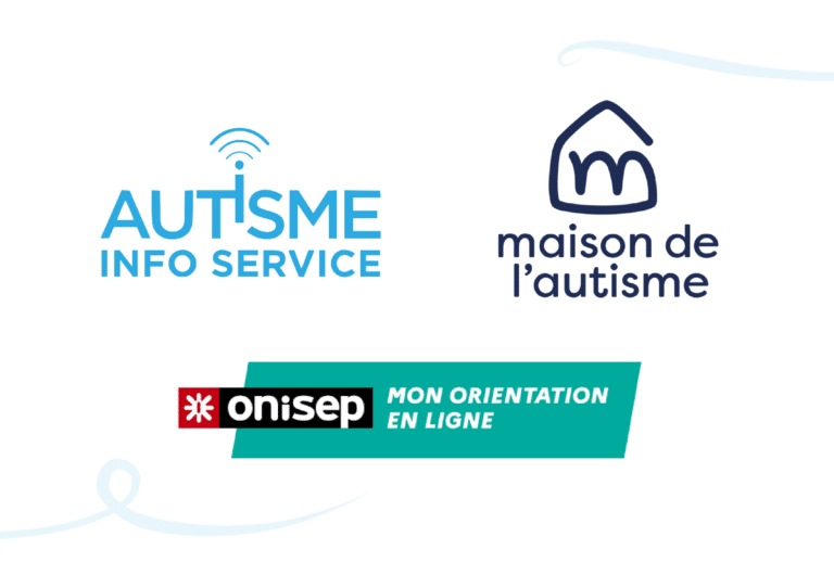 Logos d'autisme info service, de la maison de l'autisme et d'onisep