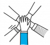 Photo d'un icône où des mains sont posées sur celles d'autres personnes.
